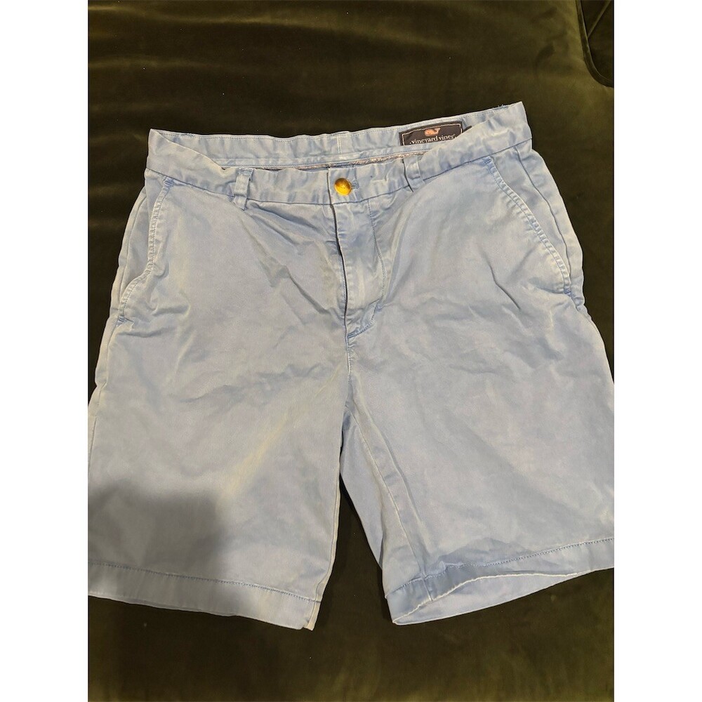 Vineyard Vines Chino Shorts Mens Size 32 Light Blue Flat Front Casual Golf